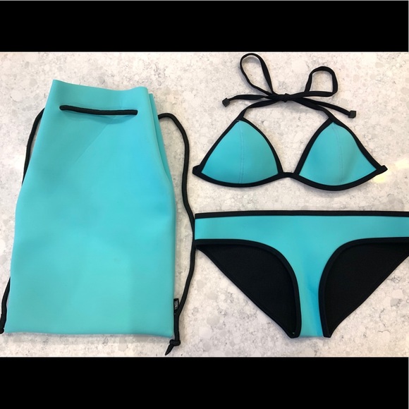 teal triangl bikini